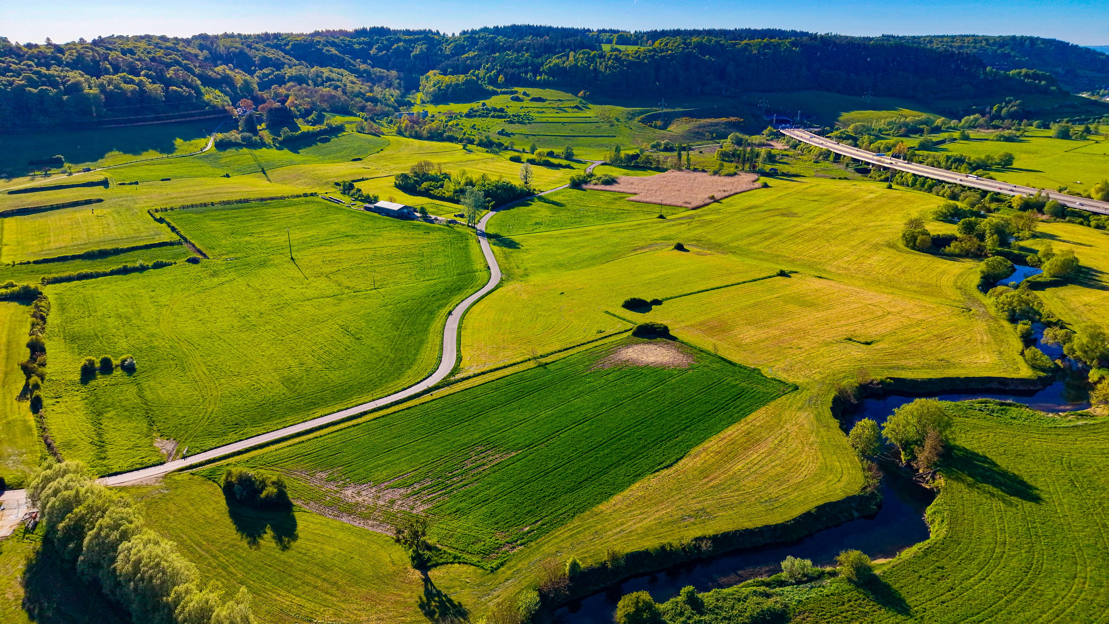 Patchwork fields above Lorentzweiler, Luxembourg